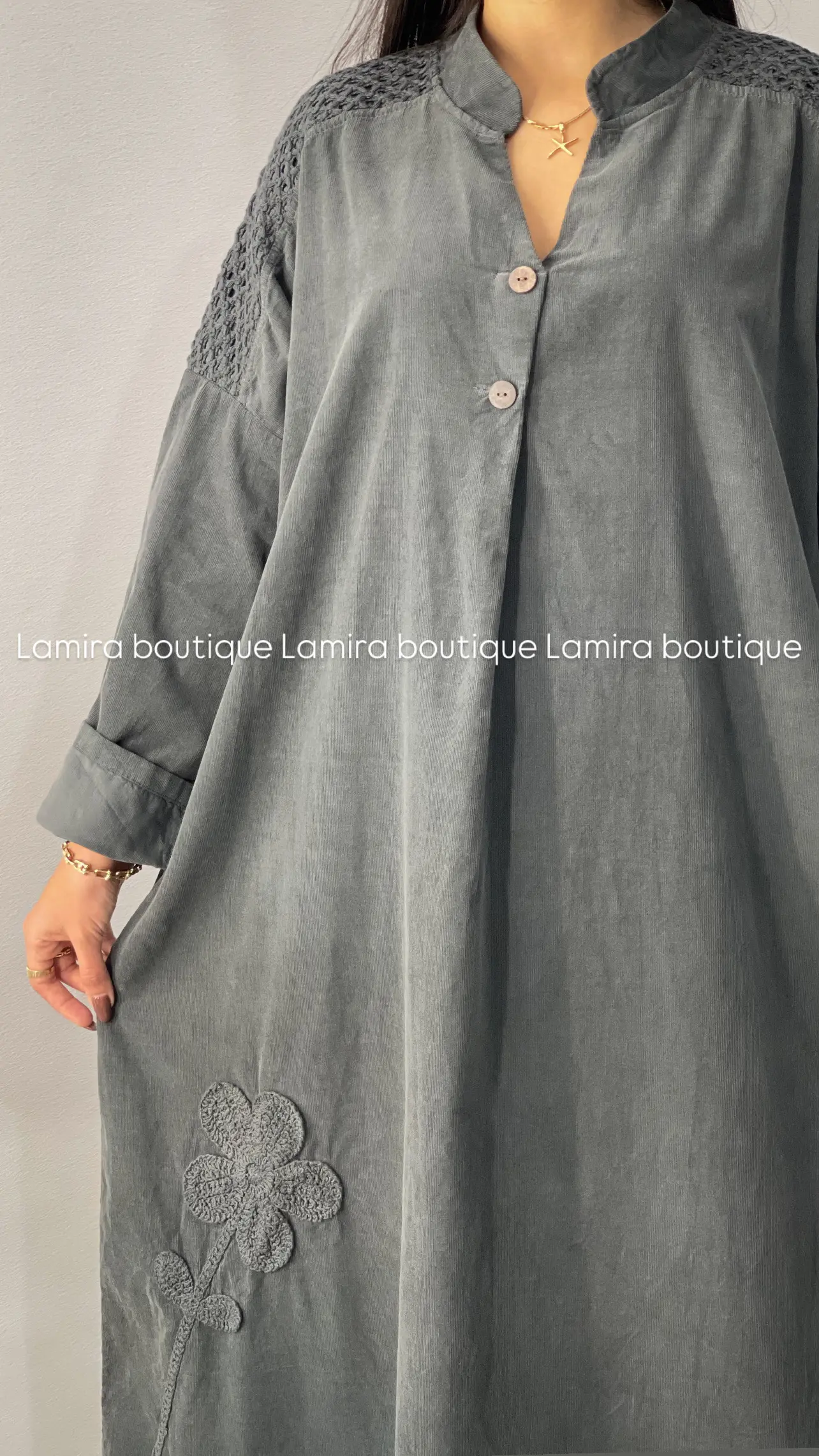 پیراهن مخمل کبریتی ایتالیایی پاییزه طرح تک گل